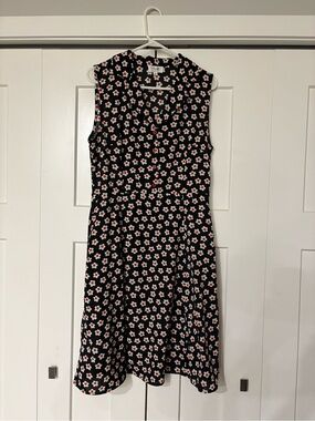 Tulip B Sleeveless Black Midi Dress with Red  & White Floral Print